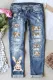 Blue Easter Bunny Casual Ripped Jeans