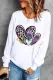 Leopard Heart-shape Round Neck Casual Pullover Sweatshirt