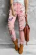 Pink Cherry Blossoms Graphic Ripped Casual Non-elastic Denim Jeans