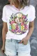 EASTER Day Bunny Floral Graphic Round Neck Shift Casual T-Shirts