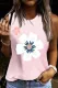 Pink Daisy Graphic Round Neck Shift Casual Tank Tops