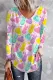 EASTER Day Multicolor Bunny Graphic V Neck Shift Casual Blouse