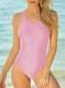 Pink Solid Cross Criss Round Neck Bodycom Basic One Pieces
