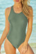 Green Solid Cross Criss Round Neck Bodycom Basic One Pieces