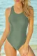Green Solid Cross Criss Round Neck Bodycom Basic One Pieces