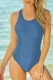 Blue Solid Cross Criss Round Neck Bodycom Basic One Pieces