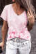 Cherry Blossoms Floral Graphic Round Neck Casual T-Shirts