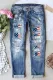 American Flag Graphic Ripped Shift Casual Denim Jeans