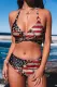 American Flag Leopard Graphic Halter Neck Criss Cross High Waist Bikini Set