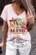 Pink Cinco de Mayo Graphic V Neck Casual T-Shirts