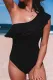 Ruffle Tiered One Shoulder One Piece Swimsuit