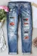 Blue American Flag Shift Casual Ripped Jeans