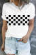 Checkerboard Graphic Round Neck Shift Casual T-Shirts