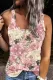 Spring Bright Flowers Graphic U Neck Shift Casual Tank Tops