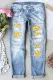 Sky Blue Softball Ripped Casual Jeans