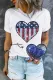 Flag Heart-shaped Reversible Flip Up Sequin Round Neck Shift Casual T-Shirts