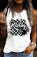 Checkerboard Racing Round Neck Shift Casual Tank Tops