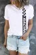 Checkerboard  Plaid Round Neck Sift Casual T-Shirts