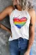 Rainbow Moon Watercolor Heart-shape Graphic Round Neck Shift Casual Tank Tops