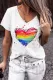 Rainbow Pride Month V Neck Shift Casual T-Shirts