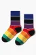 Multicolor-2 Rainbow Stripe Vibrant Socks Pride Month Athletic Cotton Socks