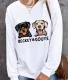 Custom Cute Dog Graphic Crew Neck Pullover Sweatshirt