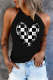 Checkerboard Heart-Shaped Round Neck Sheath Casual Tank Tops