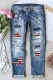 American Flag Shift Casual Ripped Jeans