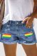 Rainbow Pride Moon Shift Casual Jeans Denim Shorts