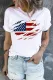 American Flag Break Off Graphic Round Neck Casual T-Shirts