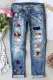 Americna Flag Ripped Casual Jeans