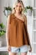 Brown Solid Knot One Shoulder Sheath Casual Blouse