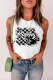 Checkerboard Floral Round Neck Basic Casual Tank Top