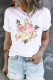Spring Watercolor Floral Graphic Round Neck Shift Casual T-Shirts