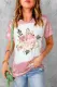 Floral Tie-dye Round Neck Sheath Casual T-Shirts