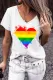 Rainbow Heart-shaped Graphic V Neck Shift Casual T-Shirts