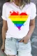 Rainbow Pride Month Heart-shaped Round Neck Shift Casual T-Shirts