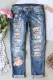 Mother's Day Bright Floral Graphic Shift Casual Ripped Jeans