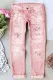 Pink Floral Ripped Non-elastic Casual Non-elastic Jeans