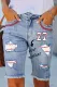 Custom Personalized Baseball Number Graphic Distressed Denim Bermuda Shorts
