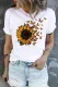 Sunflower Butterfly Graphic Round Neck Casual T-Shirts