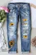 Personalized Motherr‘s Day Sunflower Mid Waist Ripped Jeans