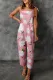 Pink Floral Knot Shift Casual Jumpsuits