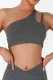 Cut Out One Shoulder Cropped Sports Bra