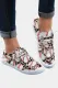 Canvas Ball Printed Lace -Up Mid Top Flats