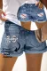 Custom Personalized Vincent Number Baseball Graphic Cutout Mid Waist Straight Denim Shorts