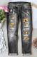 Sunflower Leopard Graphic Ripped Casual Jeans