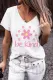 Floral  V Neck  Casual T-Shirts