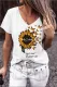 Custom Sunflower MOM Graphic Personalise V-neck Loose T-shirt