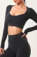 Ribbed Square Neck Long Sleeve Cropped Yoga Top
